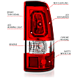 311329 Driver and Passenger Side LED Tail Light, With bulb(s), Clear & Red Lens, Black Interior, LED Series
