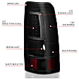 311331 Driver and Passenger Side LED Tail Light, With bulb(s), Smoked Lens, Black Interior, LED Series