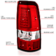 311332 Driver and Passenger Side LED Tail Light, With bulb(s), Clear & Red Lens, Chrome Interior, LED Series