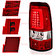 311335 Driver and Passenger Side LED Tail Light, With bulb(s), Clear & Red Lens, Chrome Interior, LED Series