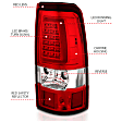 311335 Driver and Passenger Side LED Tail Light, With bulb(s), Clear & Red Lens, Chrome Interior, LED Series