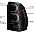 311372 Driver and Passenger Side LED Tail Light, With bulb(s), Smoked Lens, Black Interior, LED Series