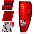 311384 Driver and Passenger Side LED Tail Light, With bulb(s), Clear & Red Lens, Chrome Interior, LED Series