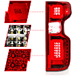 311416 Driver and Passenger Side LED Tail Light, With bulb(s), Red Lens, Chrome Interior, LED Series