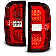 311466 Driver and Passenger Side LED Tail Light, With bulb(s), Red & Clear Lens, Chrome Interior, OE Replacement Series