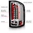 321341 Driver and Passenger Side LED Tail Light, With bulb(s), Clear Lens, Chrome Interior, LED Series