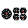 1420 Designer Black Series Gauge Kit, 5 Pc. 3 1/8in. & 2 1/16in. Mech. Speedometer.