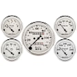 1601 Old Tyme White Gauge Kit, 5 Pc. 3 1/8in. & 2 1/16in. Mech. Speedometer.