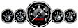2001 Gauge Kit, 5 Pc, 3 3/8in. & 2 1/16in. Elec Speedo W/Lcd Odo, Prestige Blk. Diamond