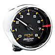 2301 Autogage Series Gauge, Tach, 3 3/4in. 8K Rpm, Pedestal, Blk Dial Chrome Case.