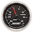 3807 GS Series Gauge, Vac/Boost, 2 1/16in. 30Inhg-20Psi, Mechanical.