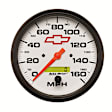 5889-00406 Chevy Red Bowtie Series Gauge, Speedometer, 5in. 160Mph, Electric Programmable, White.