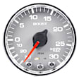 P30221 Spek Series Gauge, Vac/Boost, 2 1/16in. 30Inhg-30Psi, Stepper Mtr W/Pk & Wrn,Slvr/Chrme.