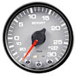 P30222 Spek Series Gauge, Vac/Boost, 2 1/16in. 30Inhg-30Psi, Stepper Mtr W/Pk & Wrn,Slvr/Blk.