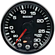 P30232 Spek Series Gauge, Vac/Boost, 2 1/16in. 30Inhg-30Psi, Stepper Motor W/Pk & Wrn, Blk/Blk.