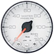 P345128 Spek Series Gauge, Water Press, 2 1/16in. 120Psi, Stepper Motor W/Peak & Warn, Wht/Blk.