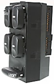 Front, Driver Side Window Switch, Black, 5-Button, with Window Lock and Auto Down Switch