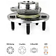 Front, Driver or Passenger Side Wheel Hub, With Bearing, 5 x 5.5 in. Bolt Pattern, Without ABS Sensor