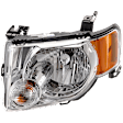 Driver Side Headlight, with Bulb, Halogen, Clear Lens, Chrome Interior, CAPA Certified