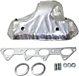 Exhaust Manifold - With Wrap Around Heat Shield, Cast Iron, Includes Manifold Gasket, Flange Gaskets, Studs and Nuts