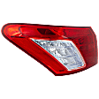 Driver Side, Outer Tail Light, without Bulb, Halogen, Clear and Red Lens, Base Model