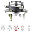 Front, Driver or Passenger Side Wheel Hub, With Bearing, 4 Lugs, Non-ABS, FWD