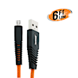AAS8-0105-ORG 6ft. Tangle Free Micro USB Cable 