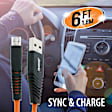 AAS8-0105-ORG 6ft. Tangle Free Micro USB Cable 