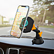 AWC8-1006-BLK 10W Wireless Charging Magnet Phone Mount with Suction Cup 2ft. Power Cable Included, Metal Disk Adhere to Back of Phone