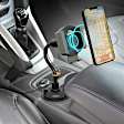 AWC8-1007-BLK 10W Wireless Charging Phone Mount with Gooseneck Cupholder, 360 deg. Rotation and 3ft. Cable to Power