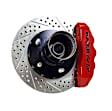4261558R Pro Plus Series - 11.9in. Cross Drilled and Slotted, Red Powdercoated 6-Piston Caliper, 2-Wheel Set