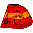 Passenger Side, Outer Tail Light, without Bulb, Halogen, Amber and Red Lens, Sedan