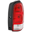 Passenger Side Tail Light, with Bulb, Halogen, Clear and Red Lens, CAPA CERTIFIED