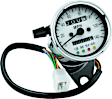 490291 Bikers Choice 2.5 Inch Chrome 2:1 Universal Mini Speedo w LED Indicators White Face 140 Mph