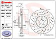 09.7812.1X Front, Driver or Passenger Side Brake Disc, Coated, Cross-Drilled, Vented, 5 Lugs, 326 mm, Xtra Series