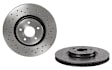 09.A728.1X Front, Driver or Passenger Side Brake Disc, Coated, Cross-Drilled, Vented, 5 Lugs, 320 mm, Xtra Series