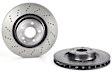 09.B744.51 Front, Driver or Passenger Side Brake Disc, Coated, Cross-Drilled, Vented, 5 Lugs, 344 mm, PRIME Series