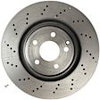 09.B744.51 Front, Driver or Passenger Side Brake Disc, Coated, Cross-Drilled, Vented, 5 Lugs, 344 mm, PRIME Series