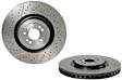 09.B805.11 Front, Driver or Passenger Side Brake Disc, Coated, Cross-drilled and Slotted, Vented, 5 Lugs, 390 mm, PRIME Series