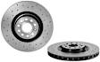 09.C892.1X Front, Driver or Passenger Side Brake Disc, Coated, Cross-Drilled, Vented, 5 Lugs, 345 mm, Xtra Series
