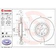 09.D063.21 Front, Driver or Passenger Side Brake Disc, Coated, Plain Surface, Vented, 5 Lugs, 325 mm, PRIME Series