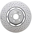 2314211812 Front, Driver or Passenger Side Brake Disc, Cross-drilled and Slotted