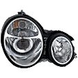 Driver and Passenger Side Headlights, with Bulbs, Halogen, Clear Lens, Chrome Interior, Projector Type
