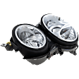 Driver and Passenger Side Headlights, with Bulbs, Halogen, Clear Lens, Chrome Interior, Projector Type