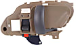 Front or Rear, Passenger Side Interior Door Handle, Beige Bezel with Primed Lever, With Door Lock Button