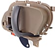 Front or Rear, Passenger Side Interior Door Handle, Beige Bezel with Primed Lever, With Door Lock Button