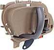 Front or Rear, Driver Side Interior Door Handle, Beige Bezel with Primed Lever, With Door Lock Button