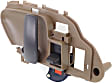 Front or Rear, Driver Side Interior Door Handle, Beige Bezel with Primed Lever, With Door Lock Button