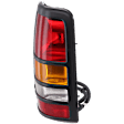 Passenger Side Tail Light, with Bulb, Halogen, Amber, Clear and Red Lens, With Black Bezel, Fleetside