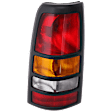 Driver Side Tail Light, with Bulb, Halogen, Amber, Clear and Red Lens, With Black Bezel, Fleetside